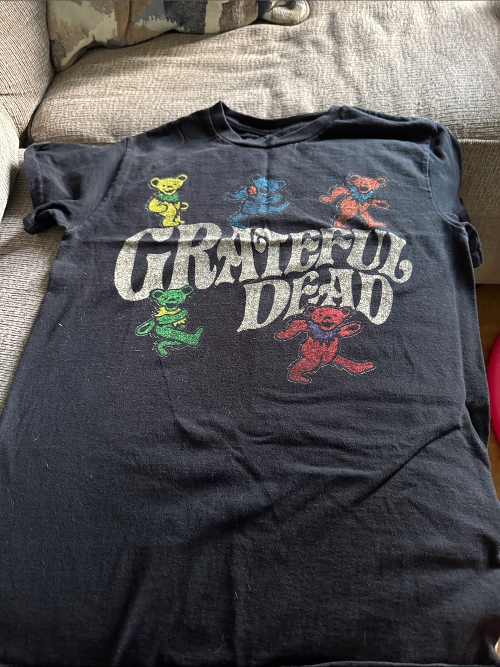 Grateful Dead Black Tee with Multicolored Dancing Bears